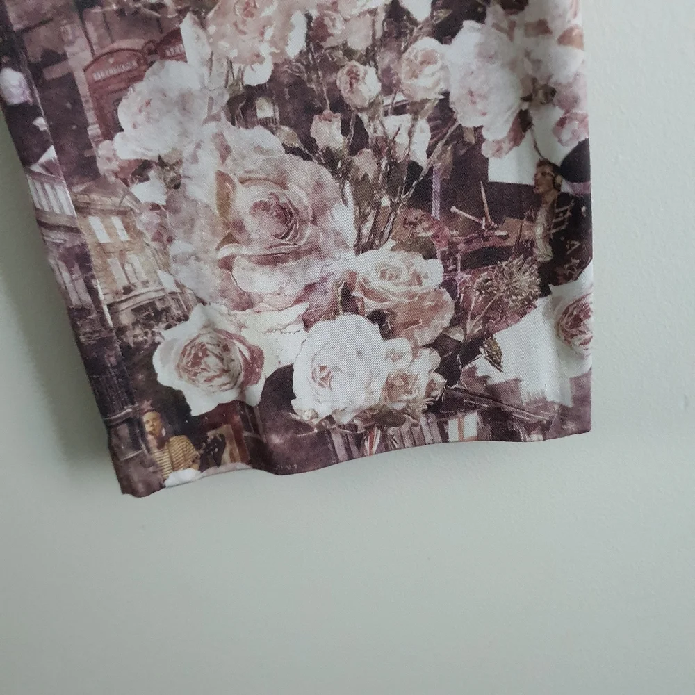 Ben Sherman Dusty Pink Floral Women's Tapered Pants Size 12 - Picture 2 of 8